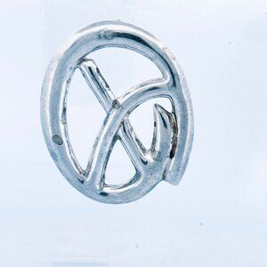 Vintage Estate 925 Sterling Silver Pendant Brooch-Pin, Unique O with X Design